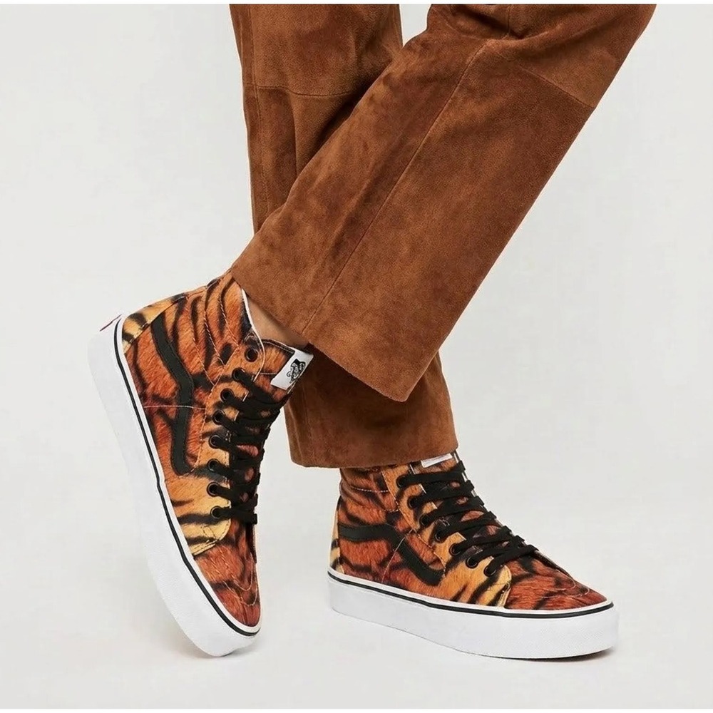 Vans Sk8 Hi Tapered Tiger Print High Top Sneakers Womens US 5.5 NEW Skate Shoes